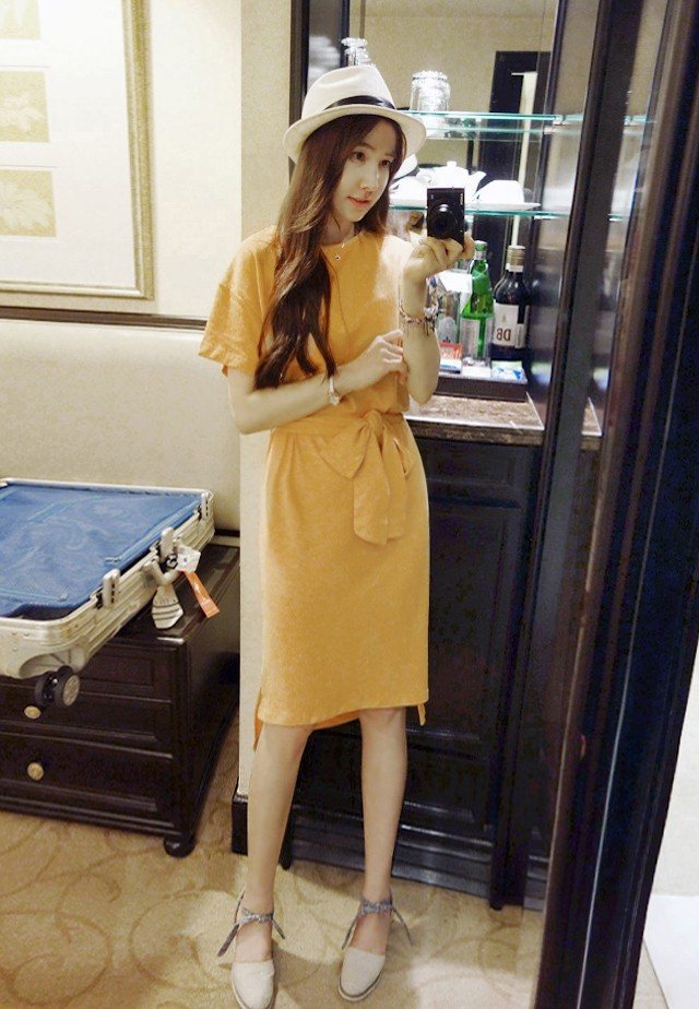 WD6127 Stylish Dress Yellow